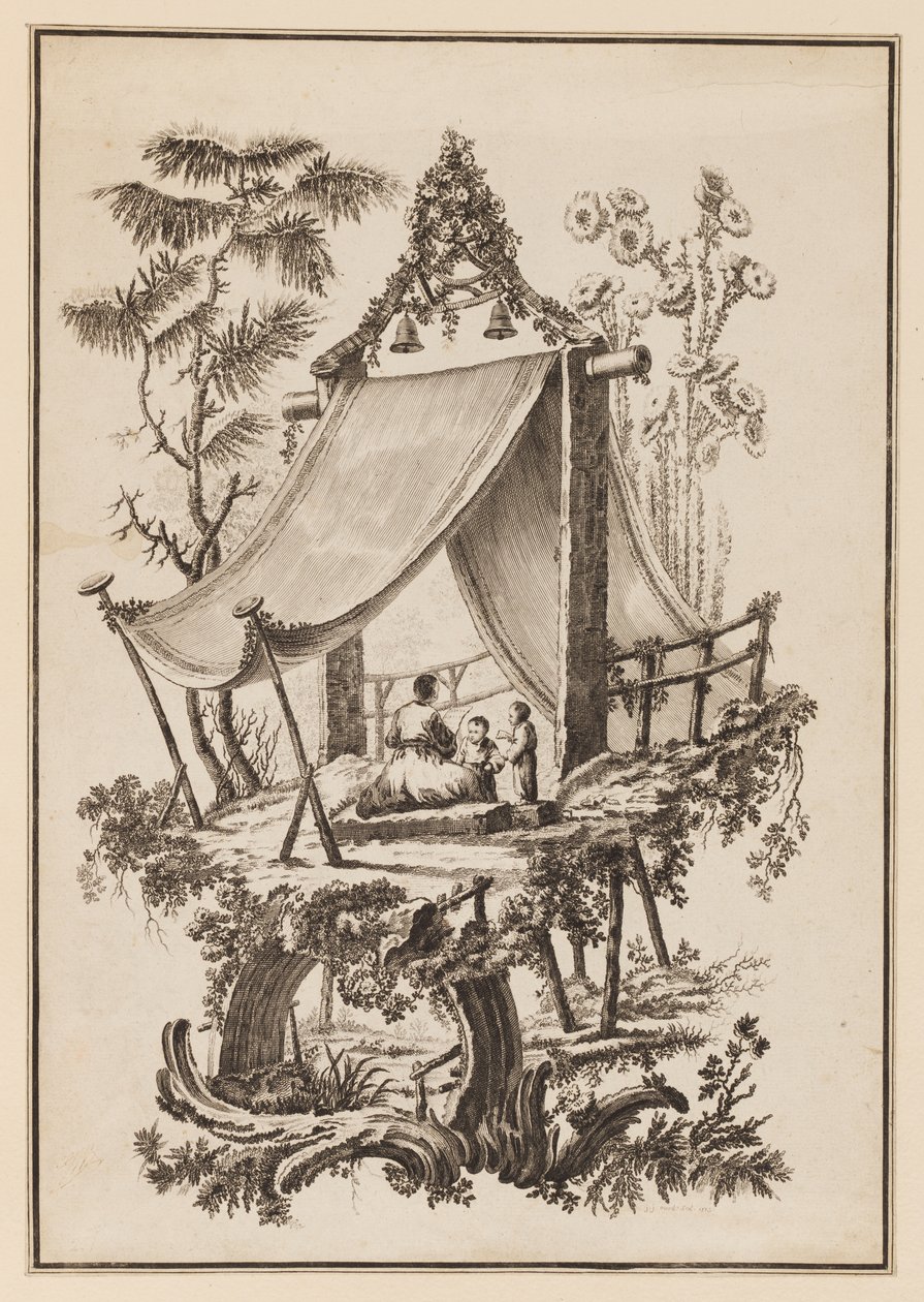 Drie Figuren Onder Tent door Jean Baptiste Pillement