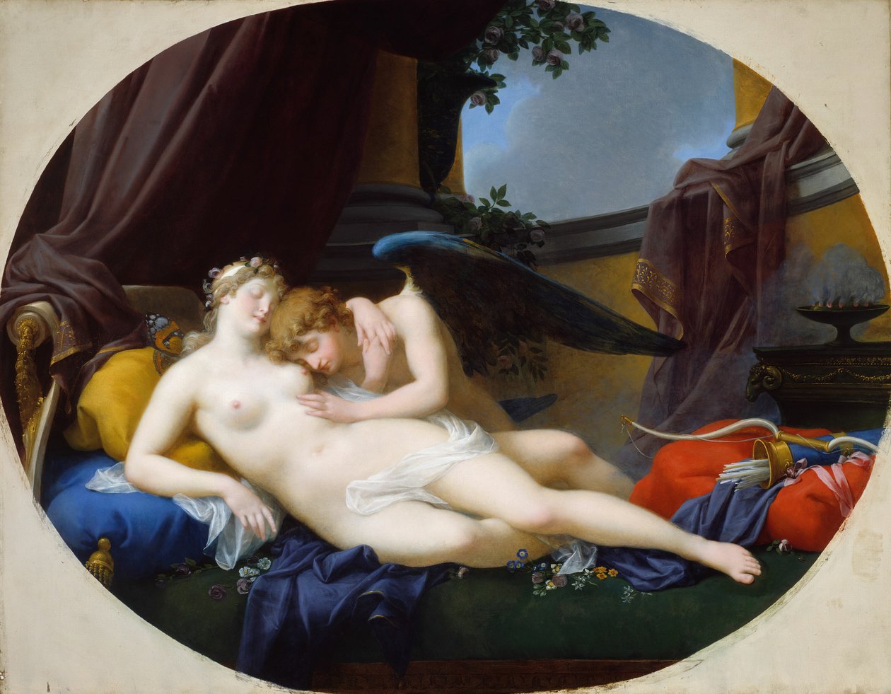 Cupido en Psyche, 1828 door Jean Baptiste Regnault