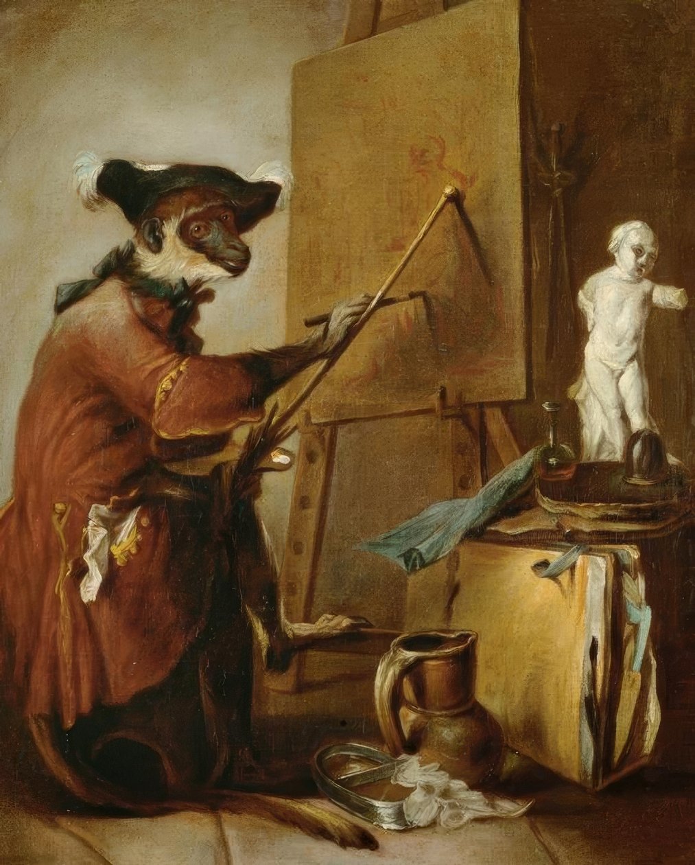 De schilderende aap door Jean Baptiste Simeon Chardin