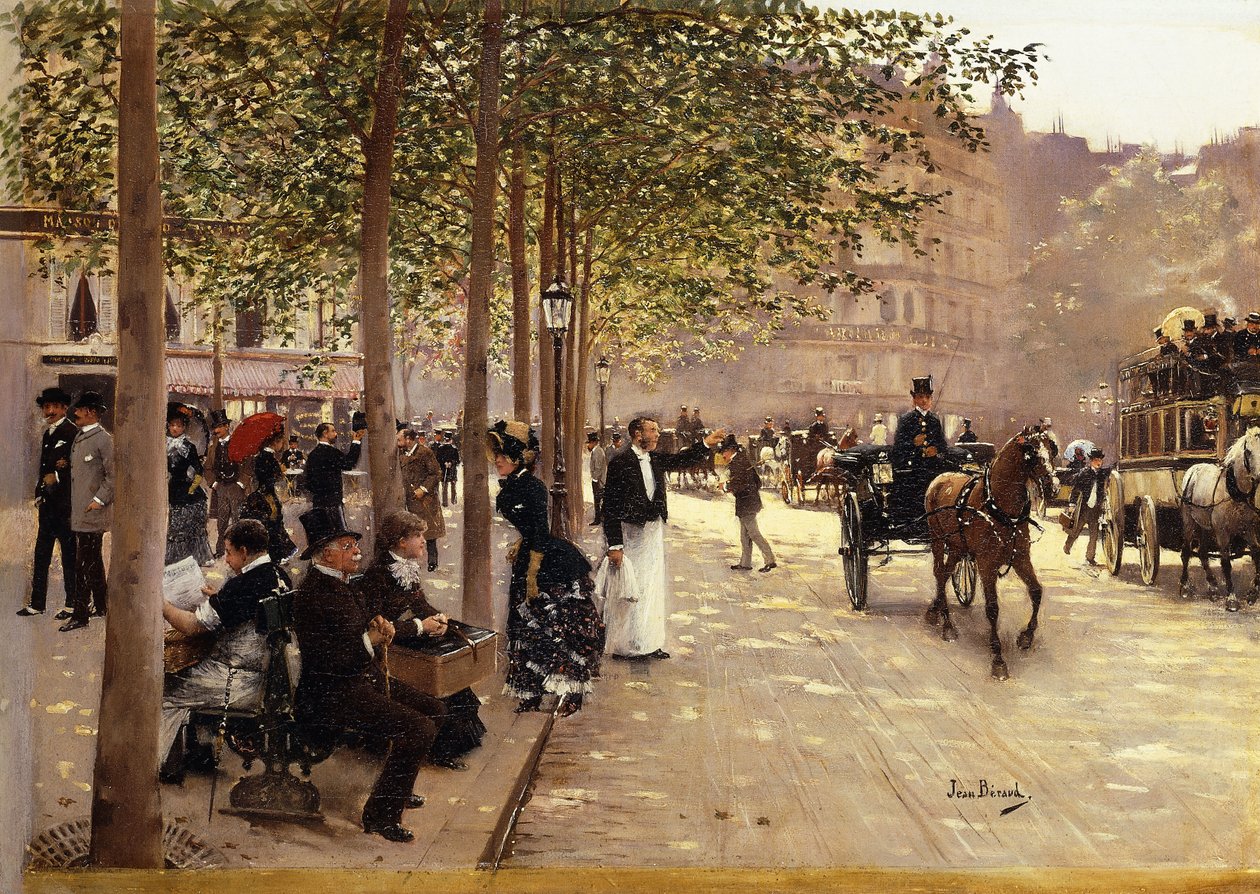 Een Parijse straat; Une Avenue Parisienne, c.1880 door Jean Beraud