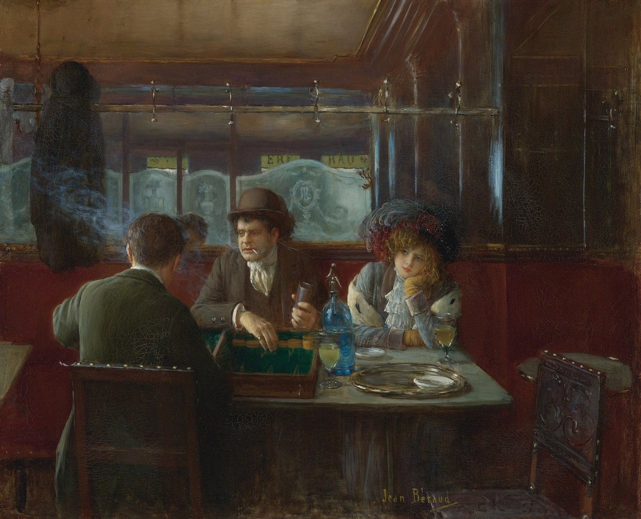 Backgammon in het Café door Jean Beraud