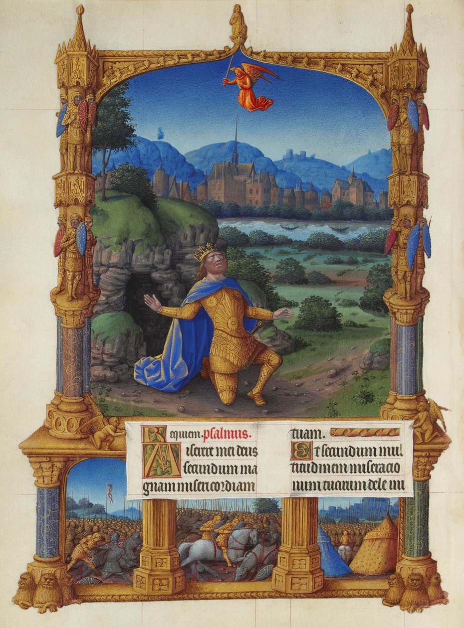 De boetedoening van David, Psalm 51 door Jean Colombe