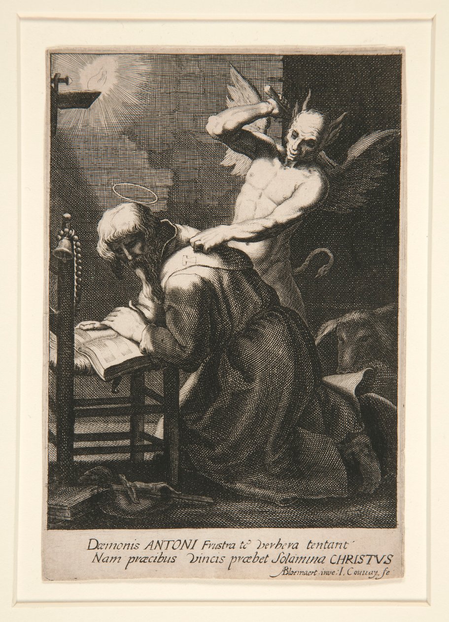 St. Antonius en een demon door Jean Couvay