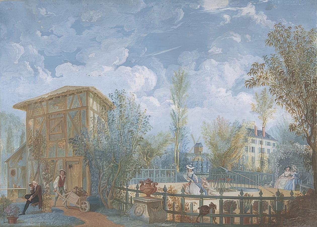 Personen in een tuin. 1784 door Jean Démosthène Dugourc