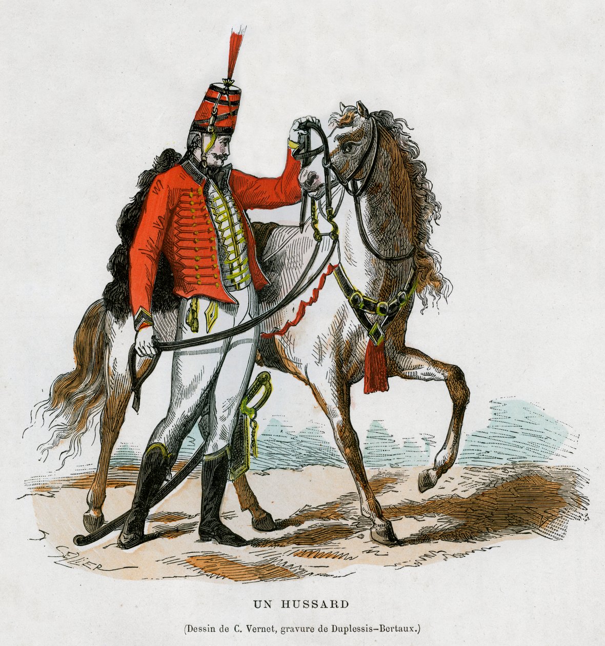 Een huzaar, vroege 19e eeuw 1882-1884 door Jean Duplessis Bertaux
