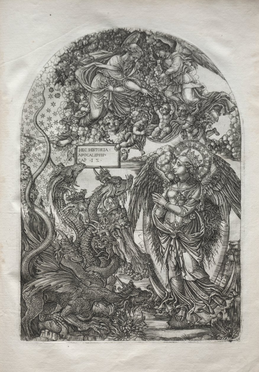 De Apocalyps: St. Michael en de draak door Jean Duvet
