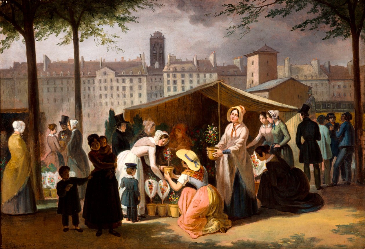 Bloemenmarkt door Jean Francois Demay