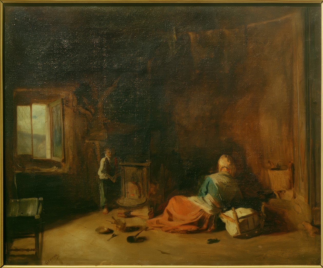 Boereninterieur door Jean Francois Gigoux