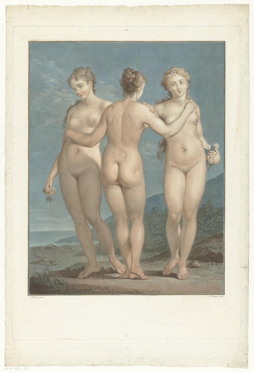 Drie gratiën door Jean Francois Janinet
