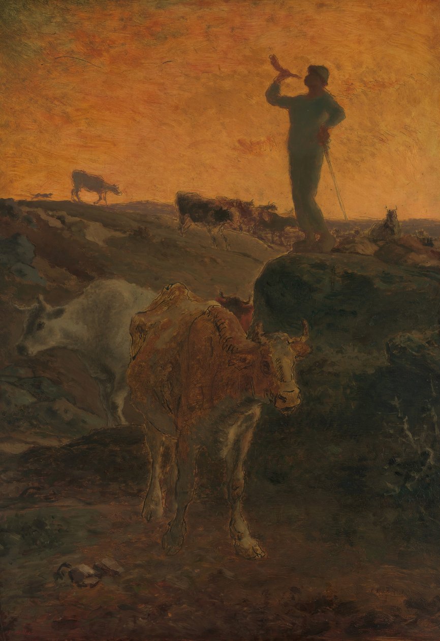 De koeien naar huis roepen, ca. 1872 door Jean Francois Millet