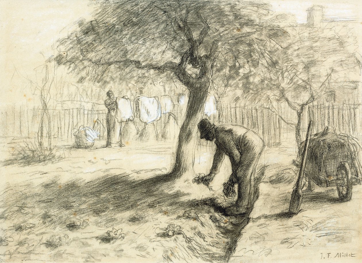 Tuinieren door Jean Francois Millet