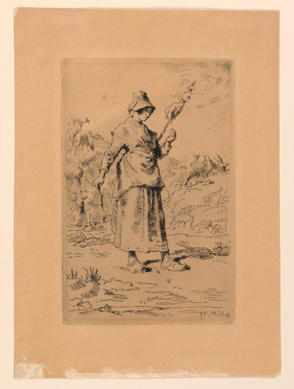 De Spinster door Jean Francois Millet