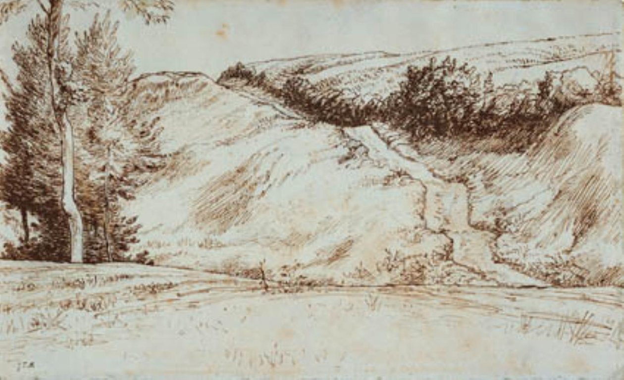 Landschap met helling nabij Vichy door Jean Francois Millet