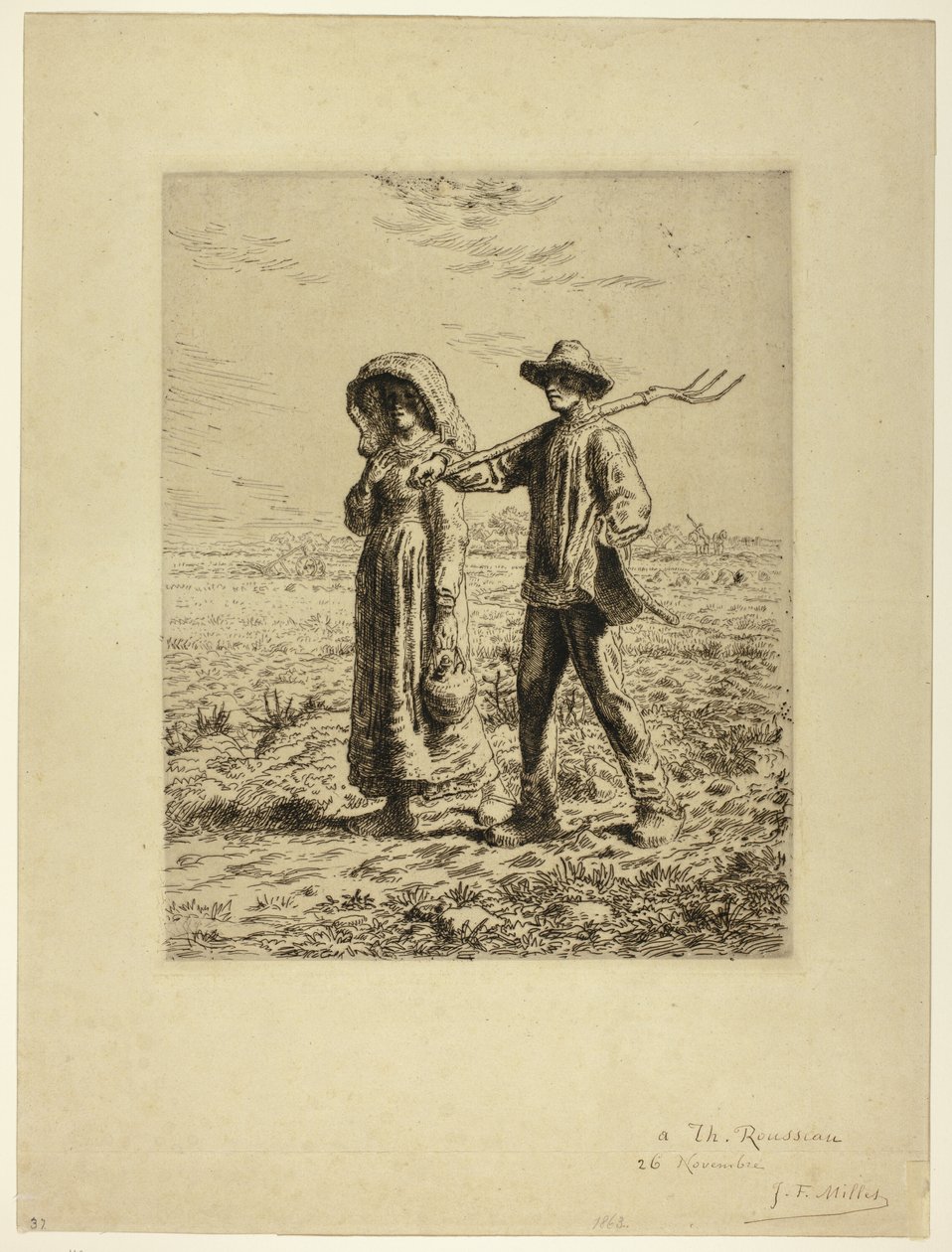 Boeren op weg naar hun werk door Jean Francois Millet