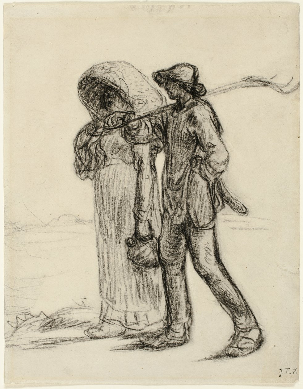 Boeren gaan aan het werk door Jean Francois Millet