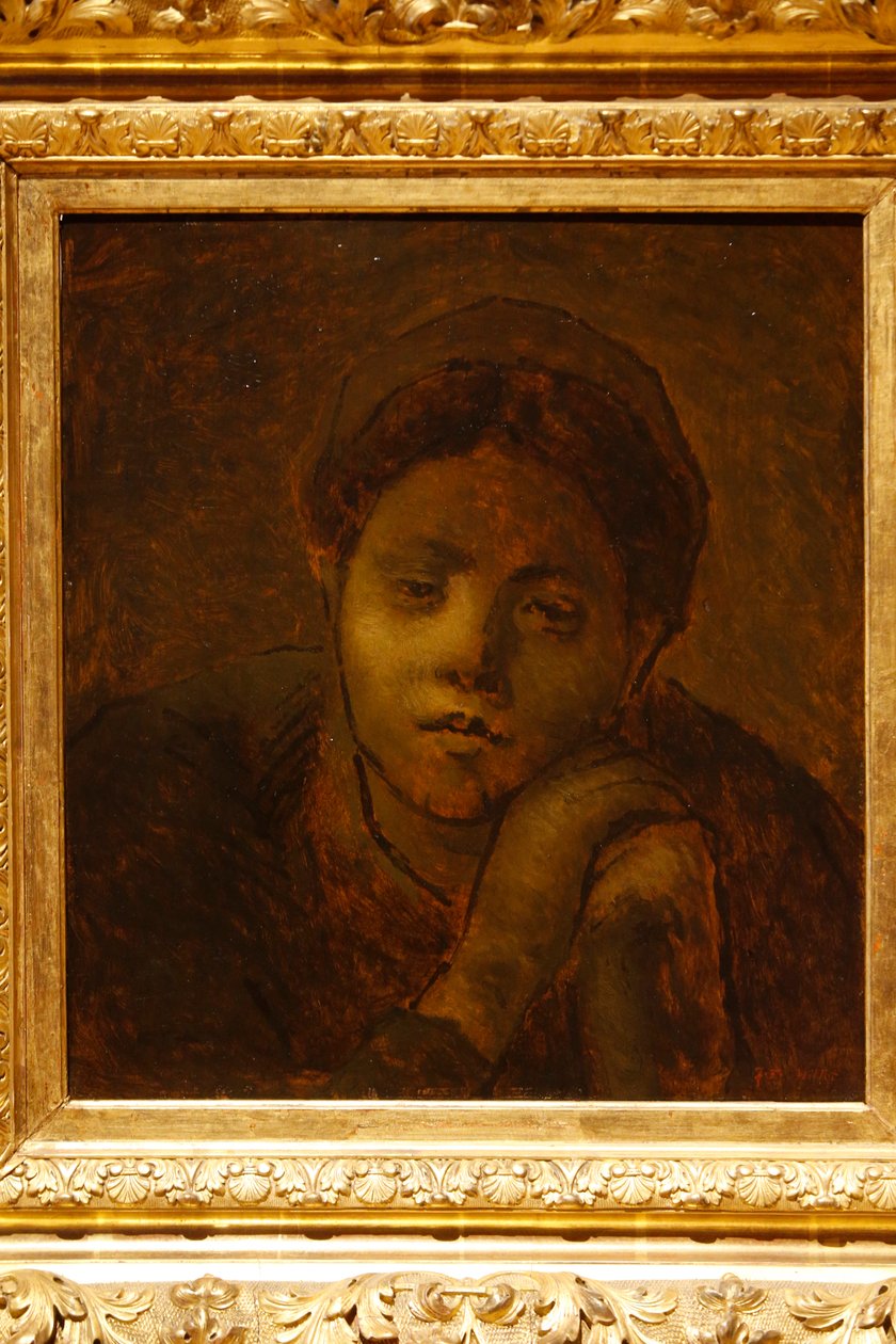 Herder rustend op haar stok, 1872 door Jean Francois Millet