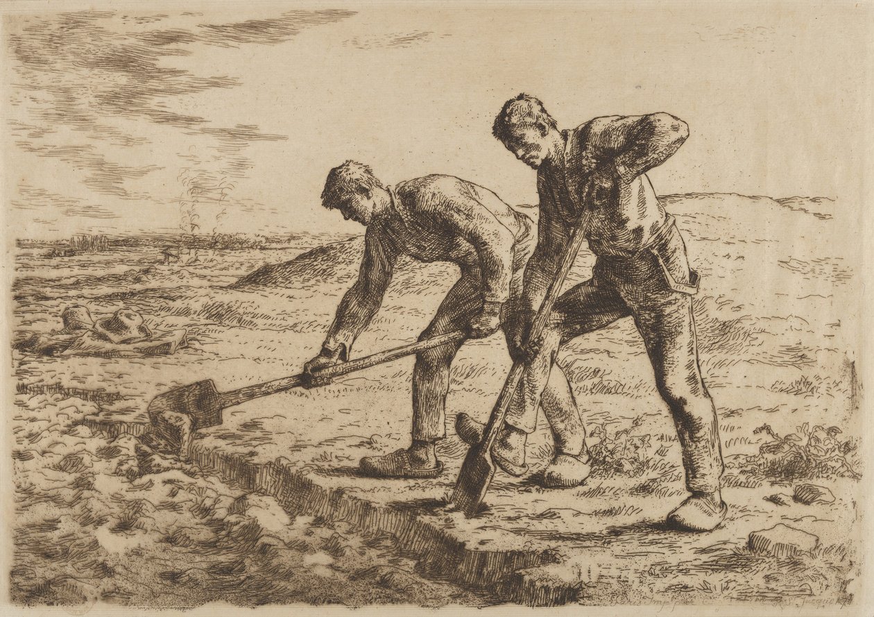 De gravers, 1814-75 door Jean Francois Millet