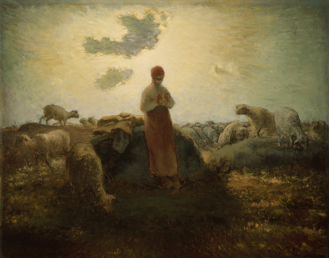 De hoeder van de kudde door Jean Francois Millet