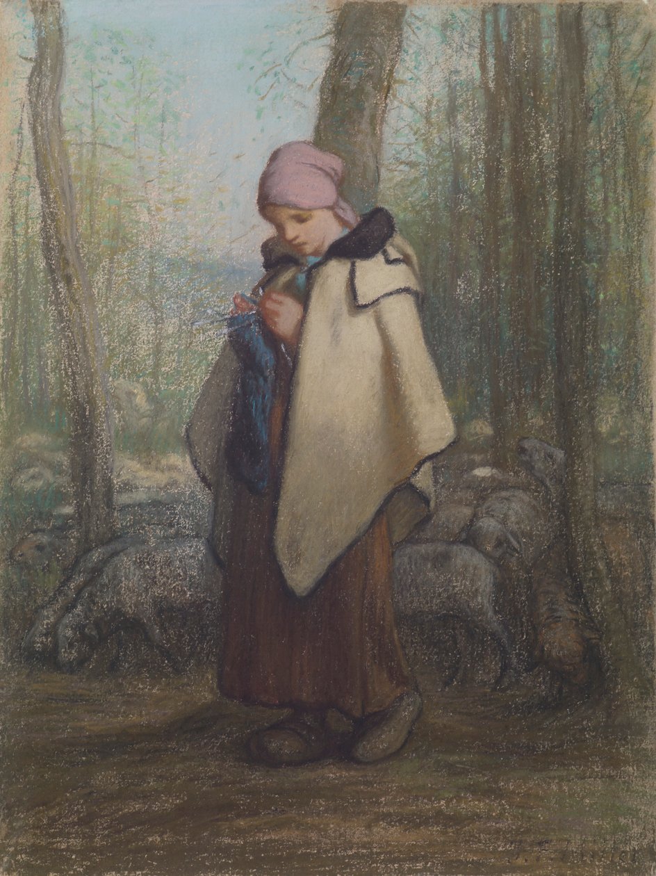 De Breiende Herderin door Jean Francois Millet