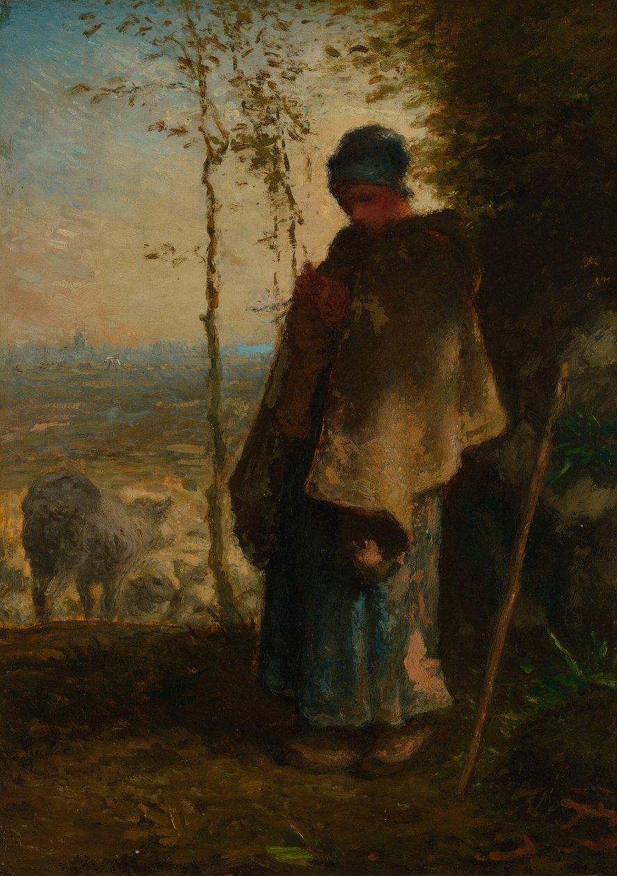 De kleine herderin, 1868-1872 door Jean Francois Millet