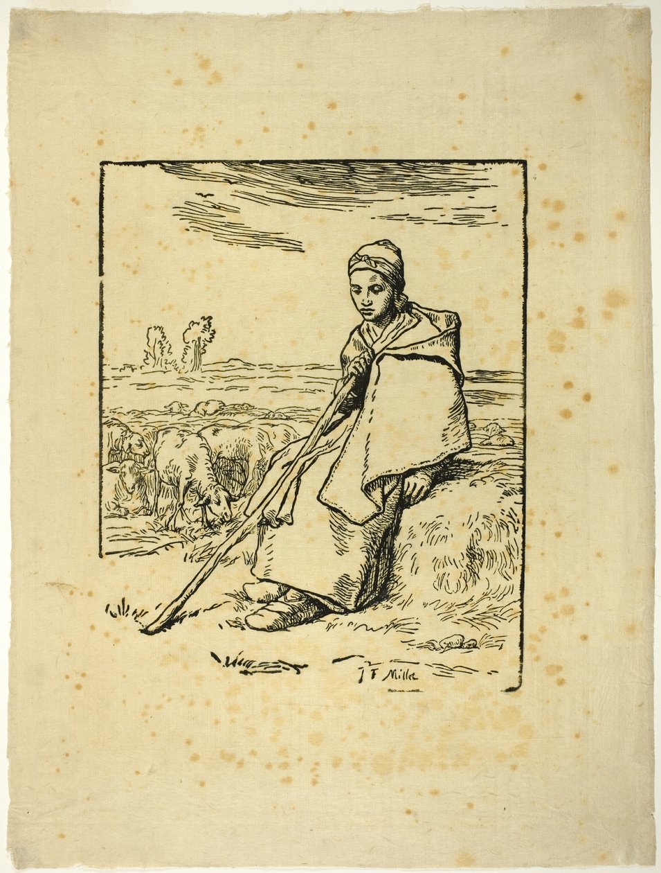 De Herderin door Jean Francois Millet