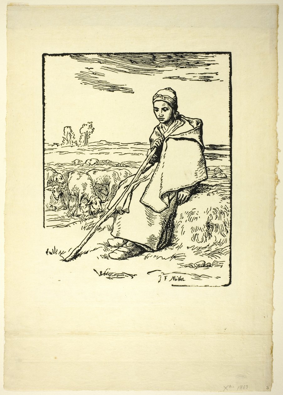 De Herderin door Jean Francois Millet