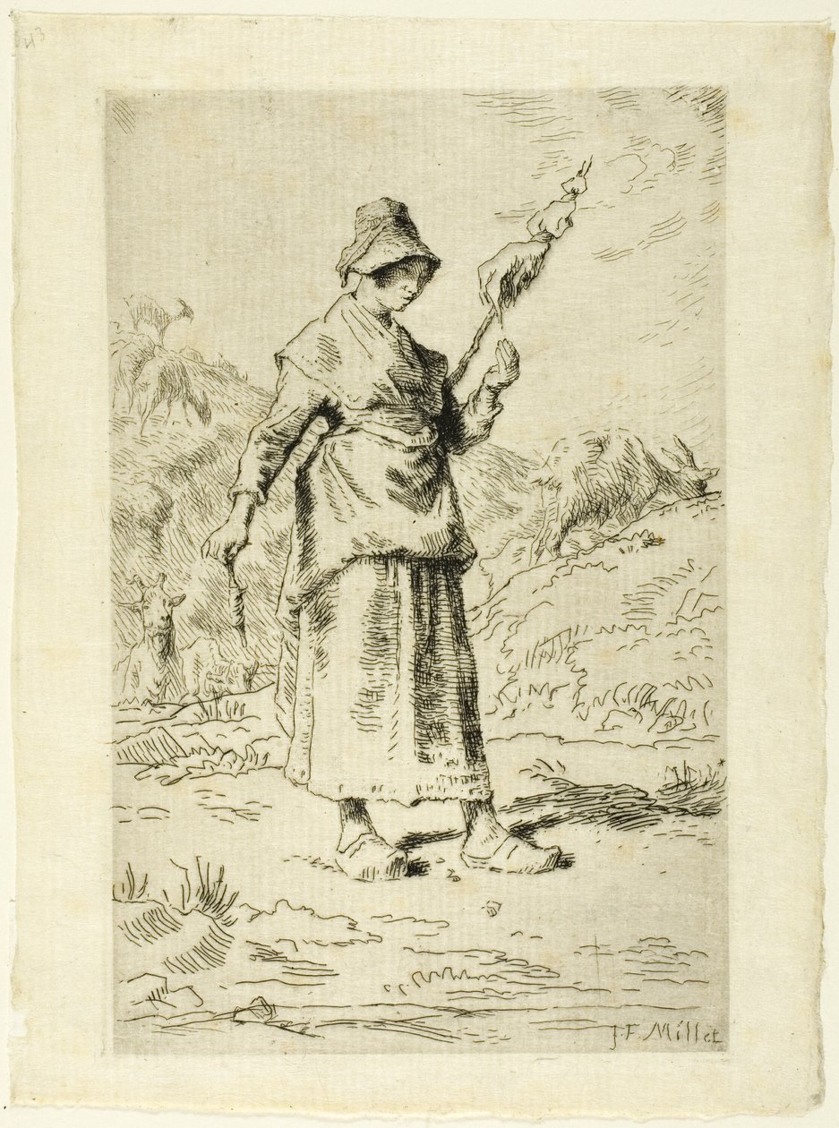 De spinner door Jean Francois Millet