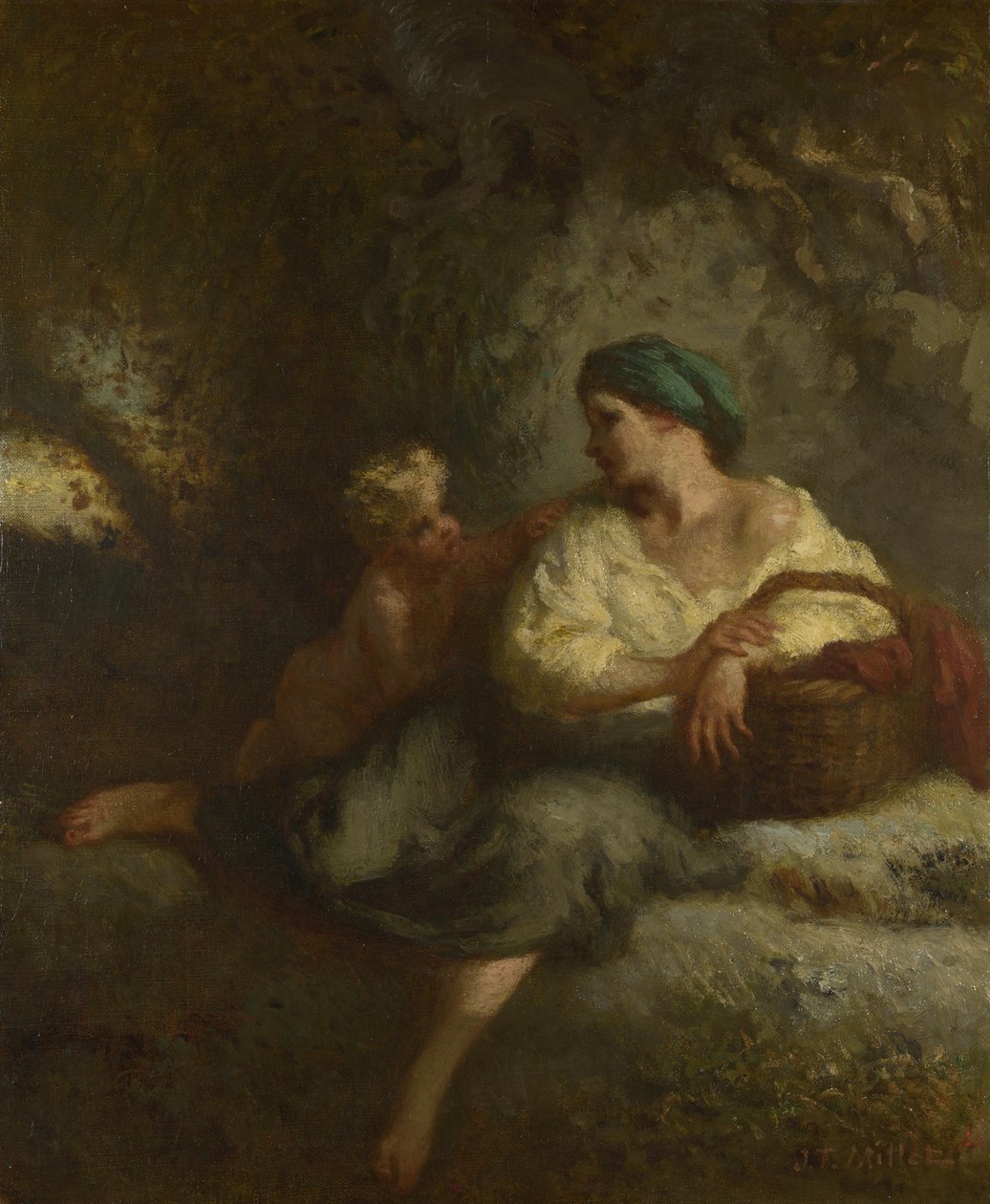 Het Fluisteren, c. 1846 door Jean Francois Millet