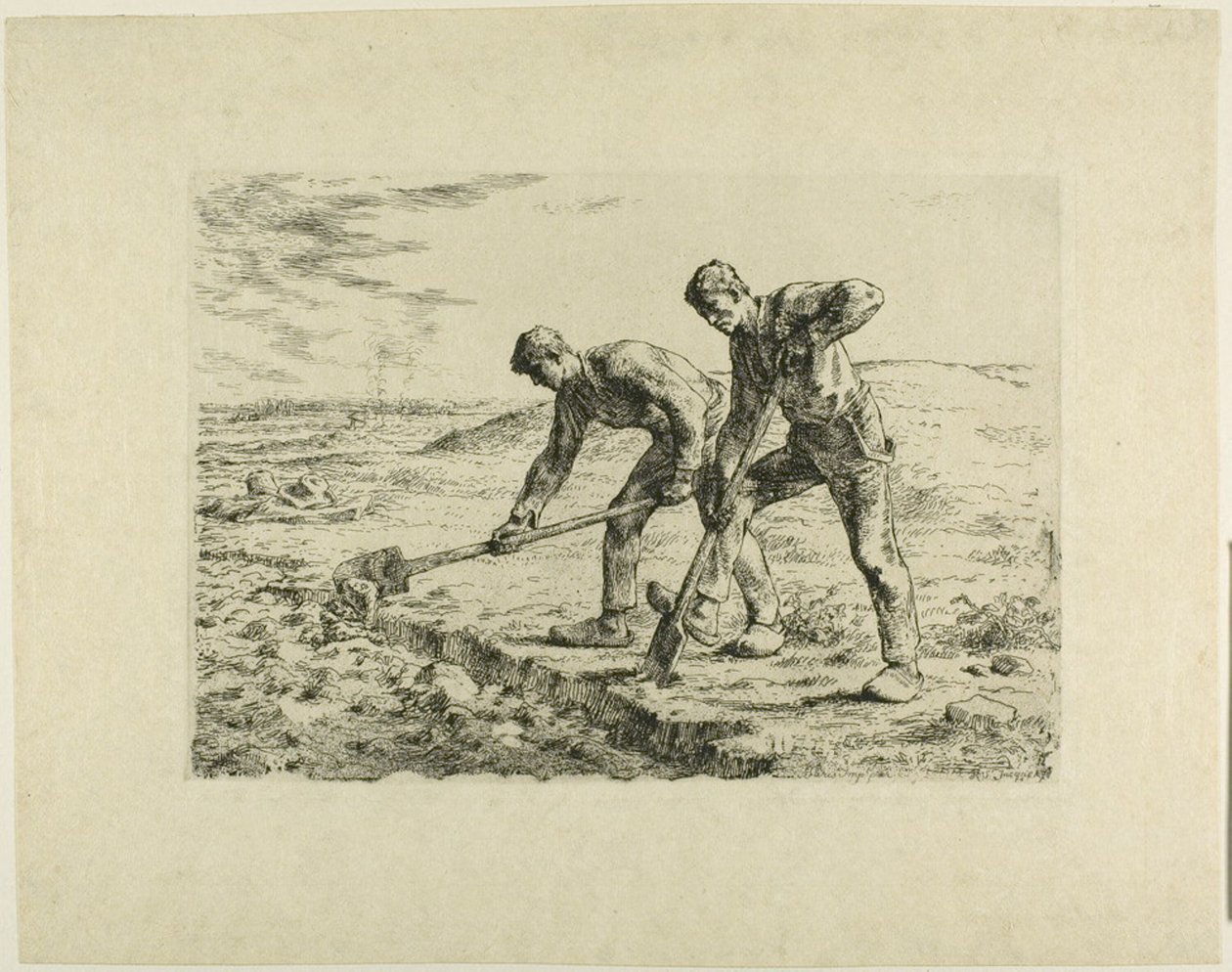 Twee Mannen Graven door Jean Francois Millet