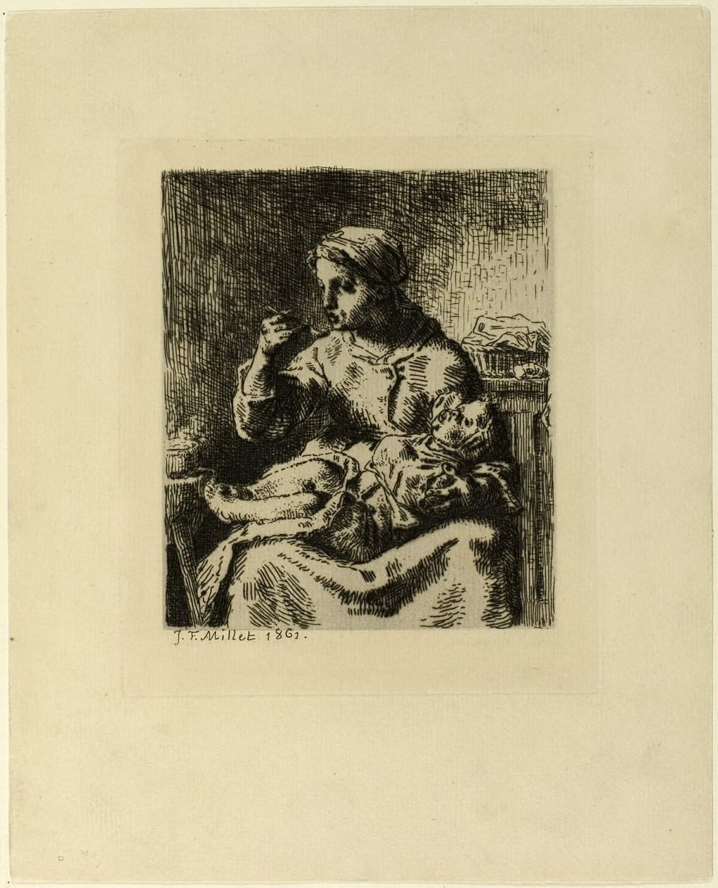 Vrouw die Haar Kind Voedt door Jean Francois Millet