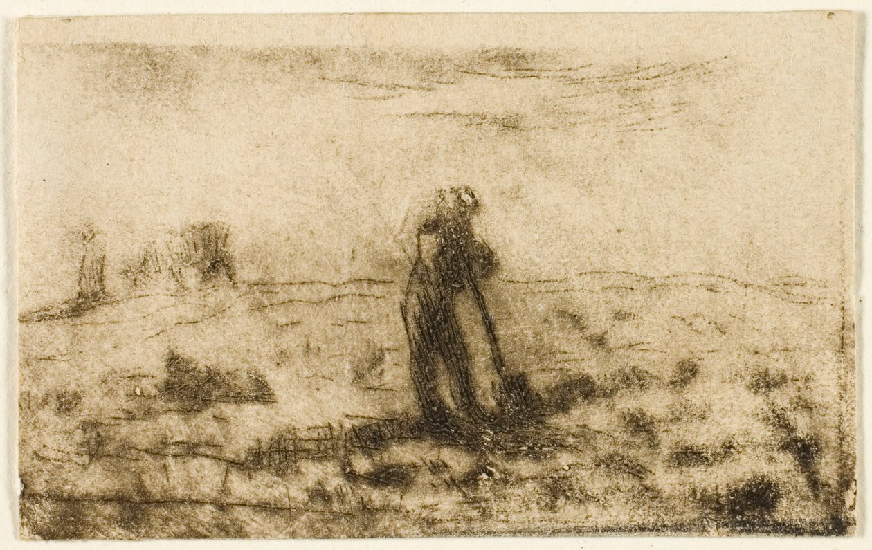 Vrouw die Kleren Ophangt door Jean Francois Millet