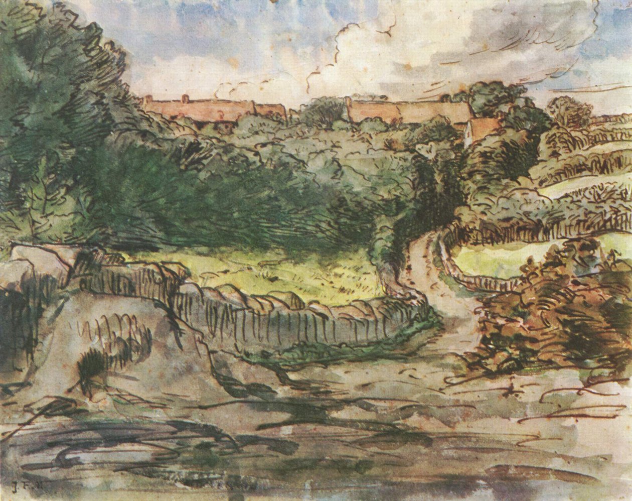 Duits: De boerderij van Neef in Gréville door Jean Francois Millet