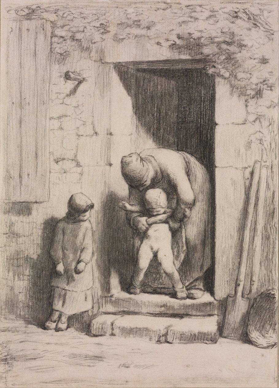 Moederlijke bezorgdheid door Jean Francois Millet