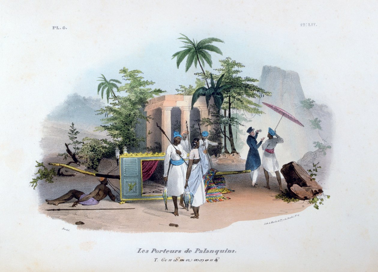 Palanquin-dragers door Jean Henri Marlet