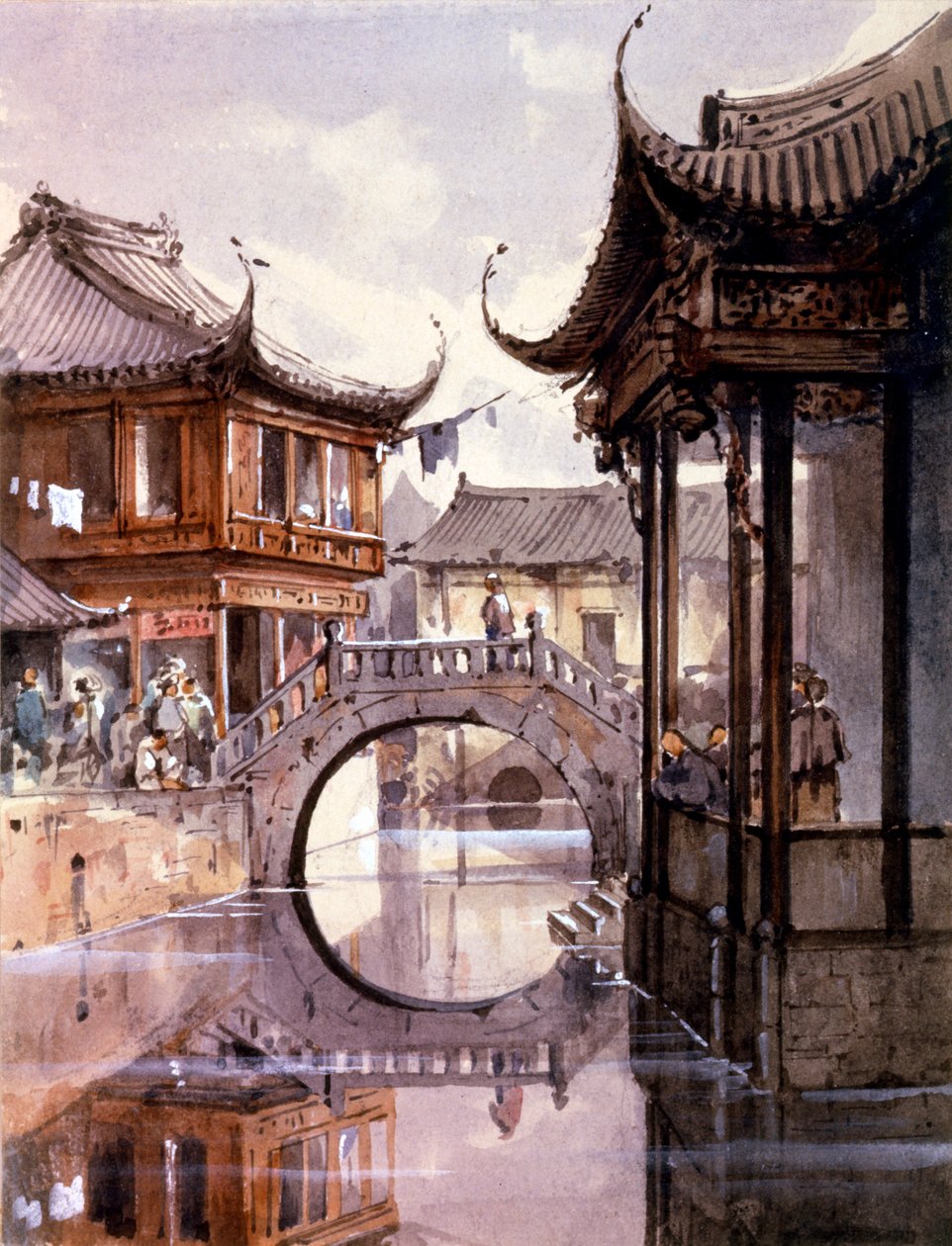 Uitzicht op Shanghai, China, ca. 1860 door Jean Henri Zuber