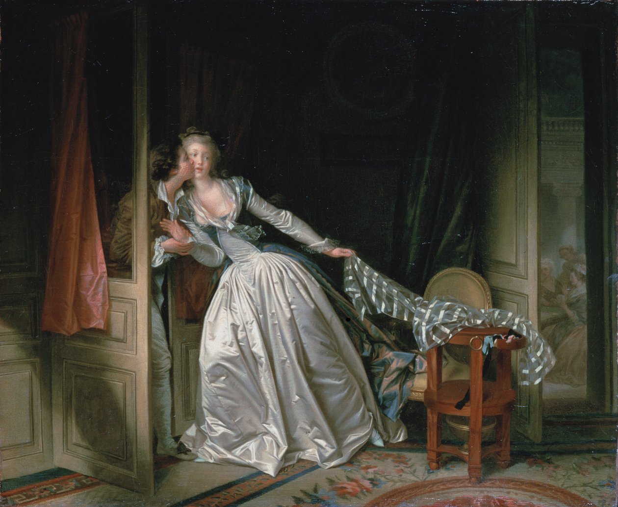 De gestolen kus door Jean Honore Fragonard