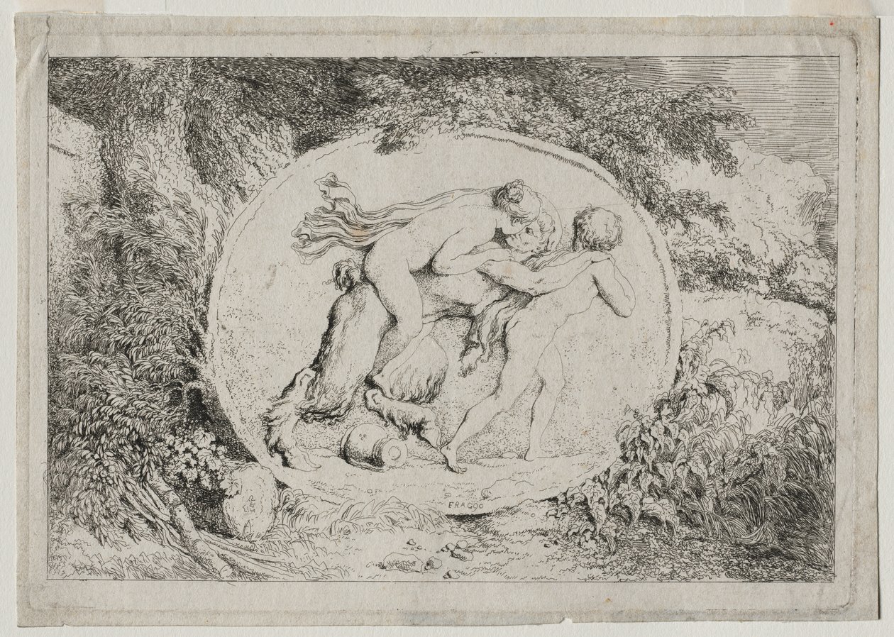 Bacchanalen: Nimf op een Satyr door Jean Honore Fragonard