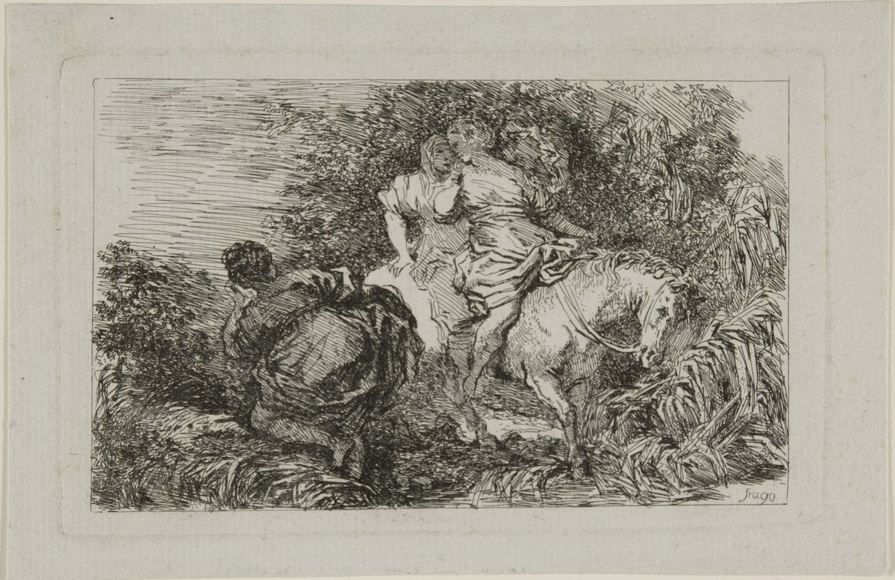 Cloelia en haar metgezellen door Jean Honore Fragonard