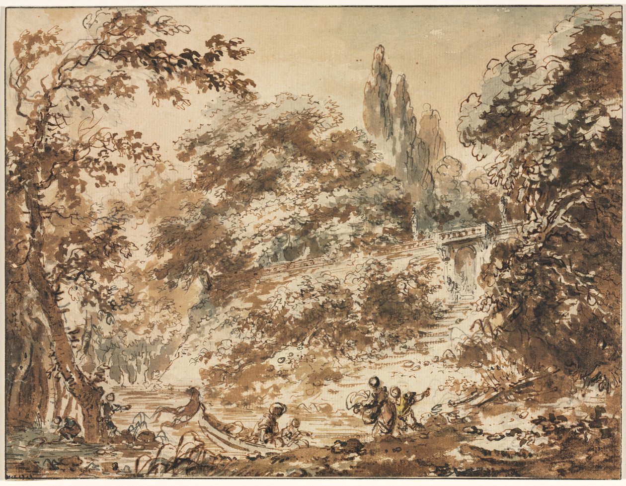 Scène in een Park door Jean Honore Fragonard
