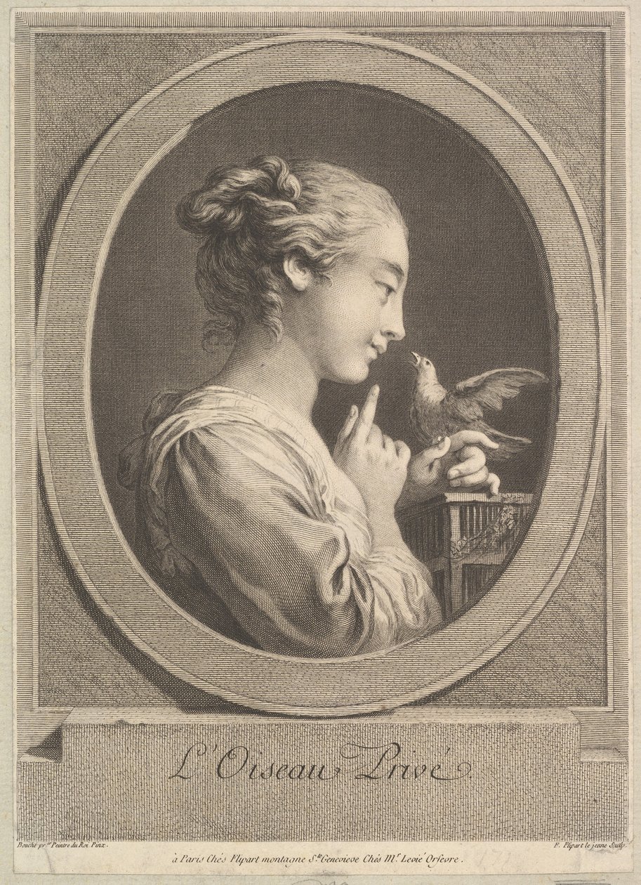 De Getemde Vogel, ca. 1769 door Jean Jacques Flipart