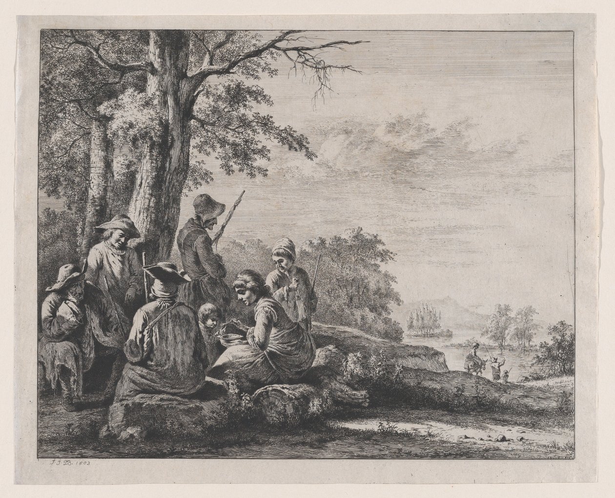 Rustende boeren door Jean Jacques de Boissieu