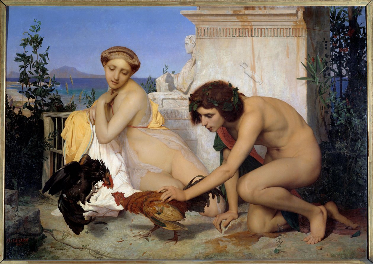 Het hanengevecht door Jean Leon Gerome