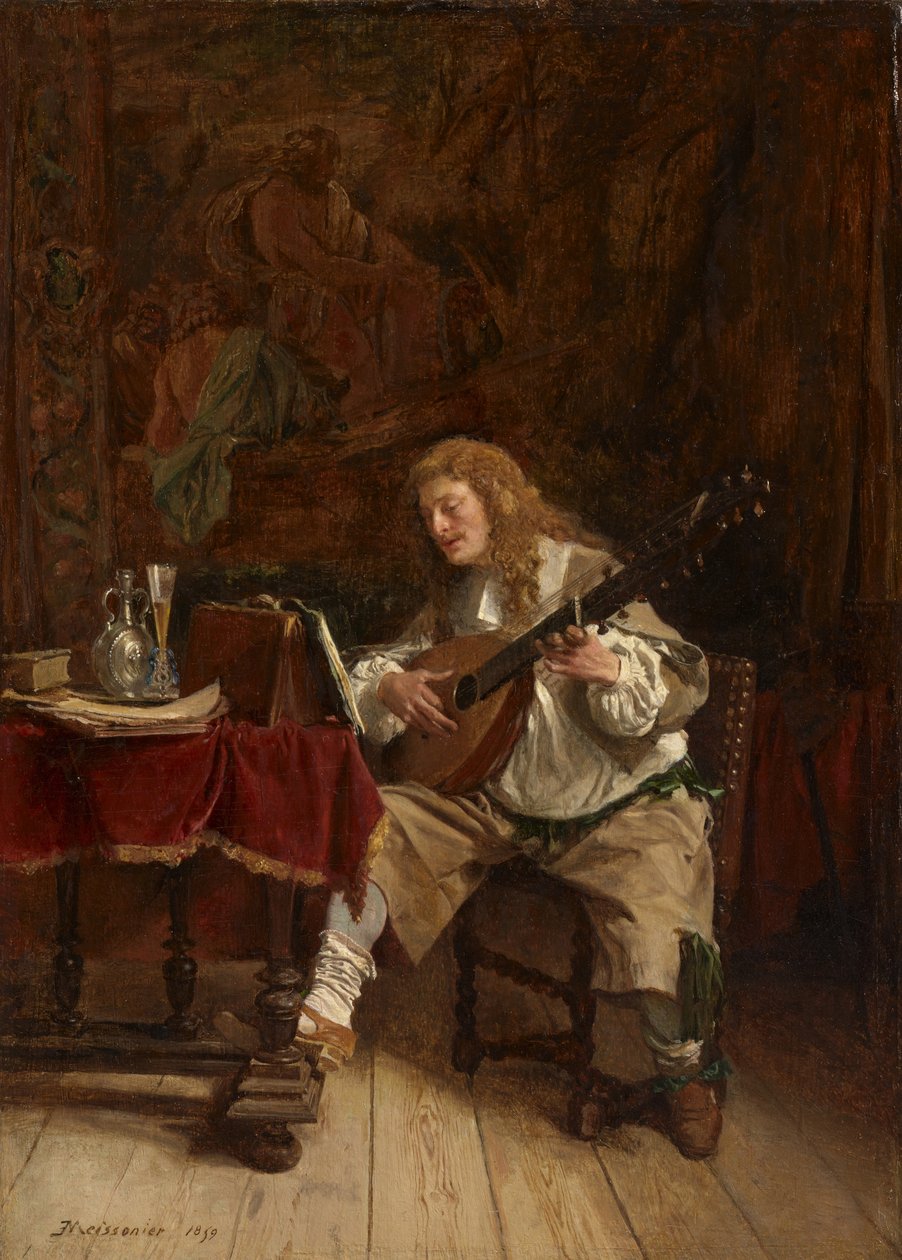 De Muzikant, 1859 door Jean Louis Ernest Meissonier