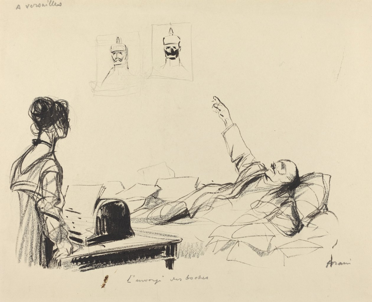 In Versailles. De Boodschapper van de Duitsers door Jean Louis Forain