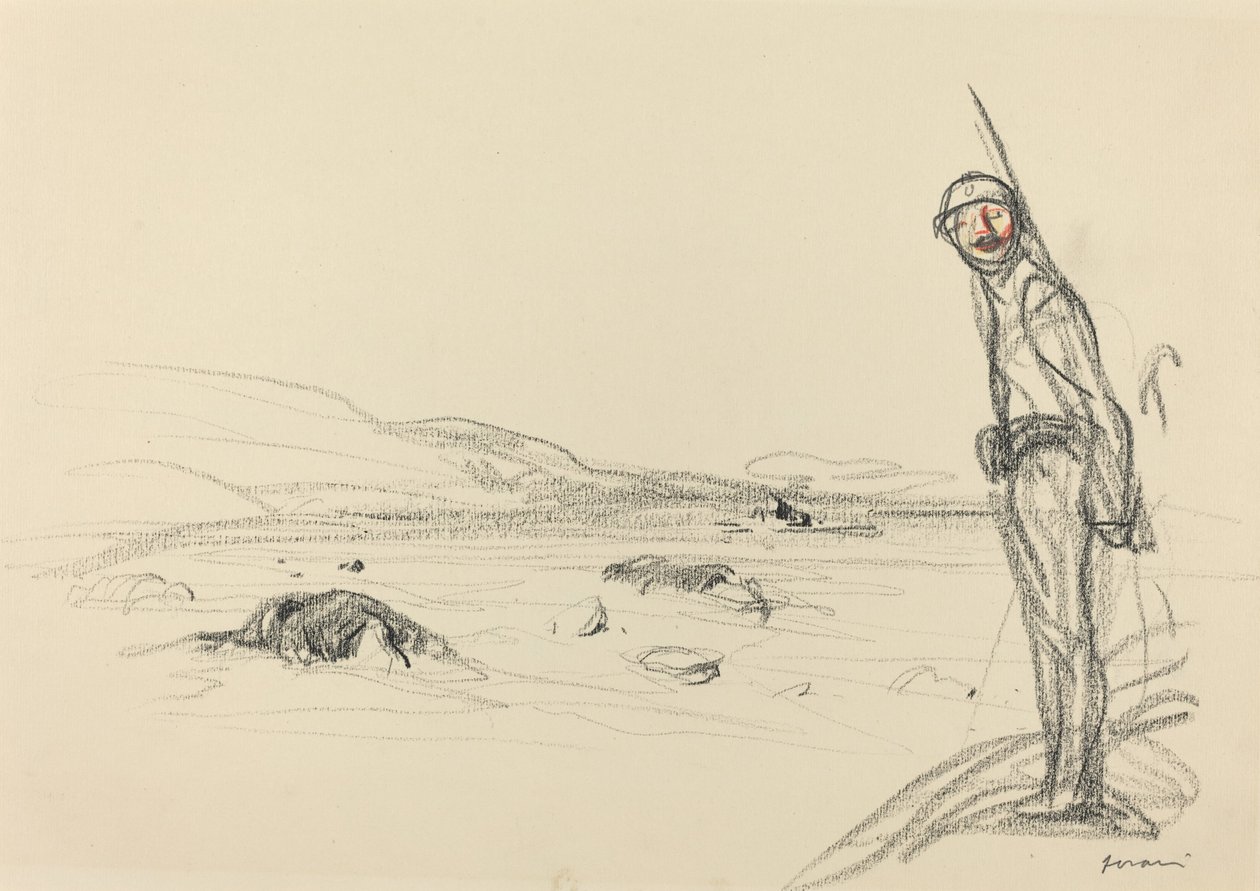 Langs de Marne, waarschijnlijk 1918 door Jean Louis Forain