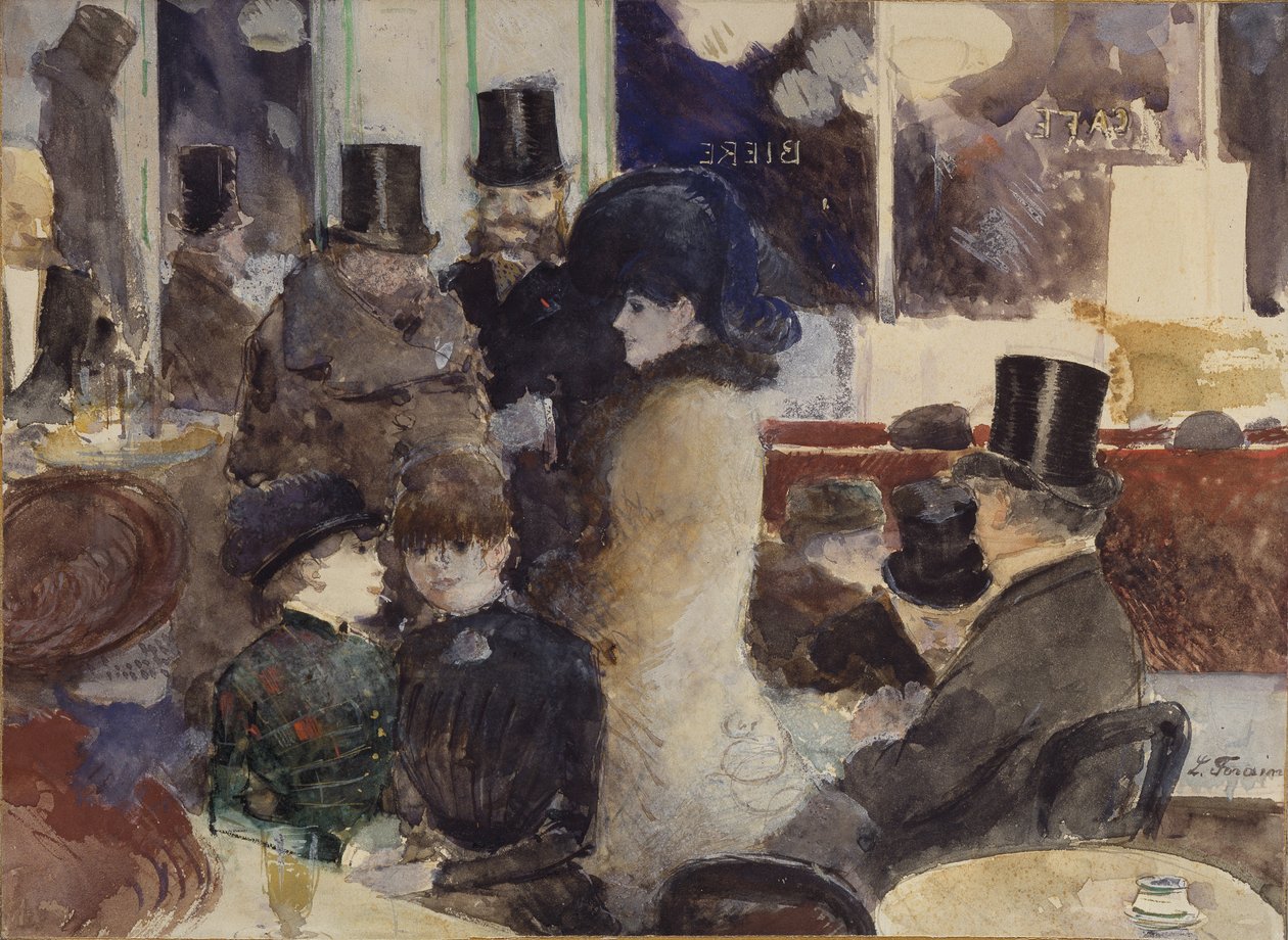 In het café door Jean Louis Forain