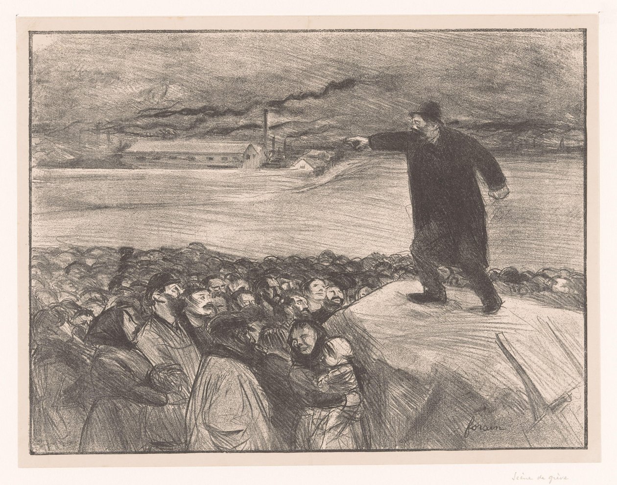 Staking van fabrieksarbeiders door Jean Louis Forain