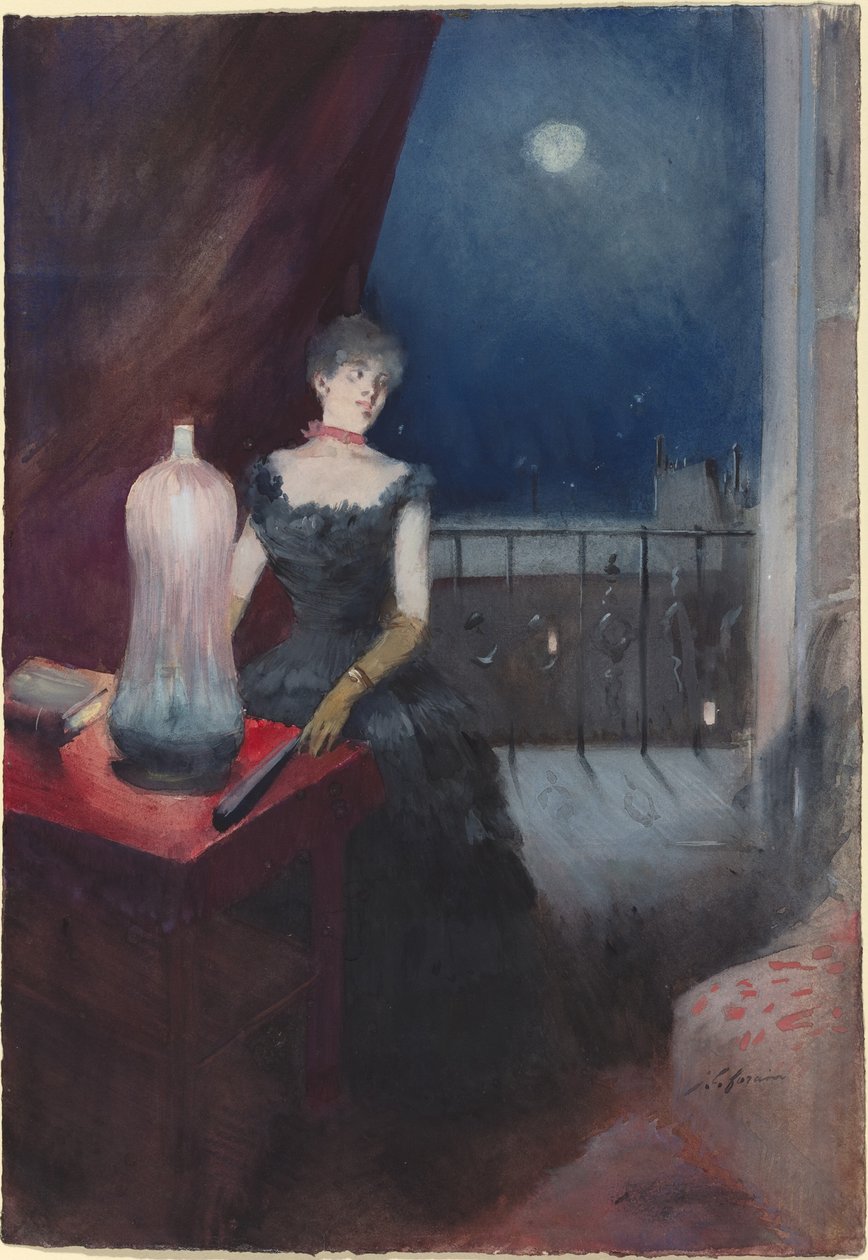 Staande Vrouw met een Waaier door Jean Louis Forain