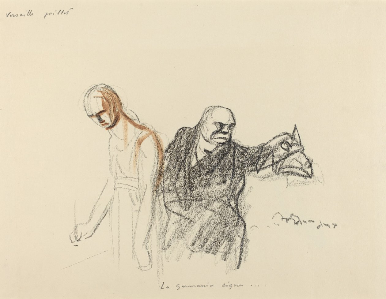 Versailles juli. La Germania signe... door Jean Louis Forain