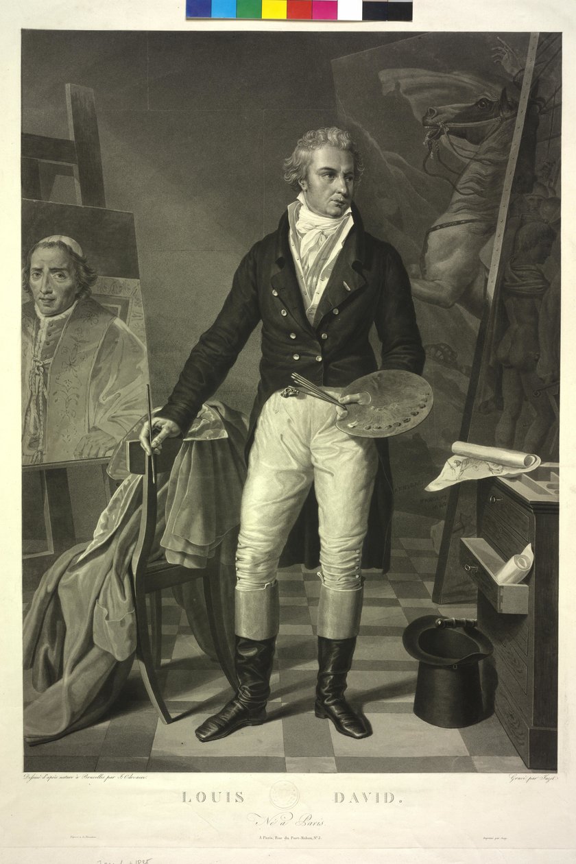 Jacques Louis David (aquatint) door Jean Pierre Marie Jazet